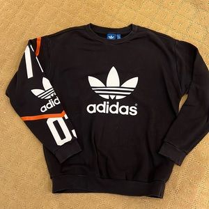 Adidas black sweatshirt. Cozy lived in look. Soft. Medium weight.